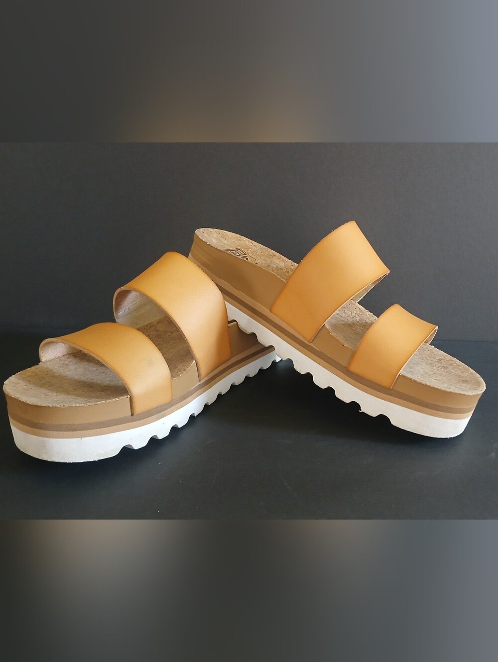 Reef Women’s Double-Strap Platform Slide Sandals, Tan